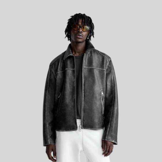 
2024 autumn men's washing and antique leather jacket motorcycle leather jacket 5320403