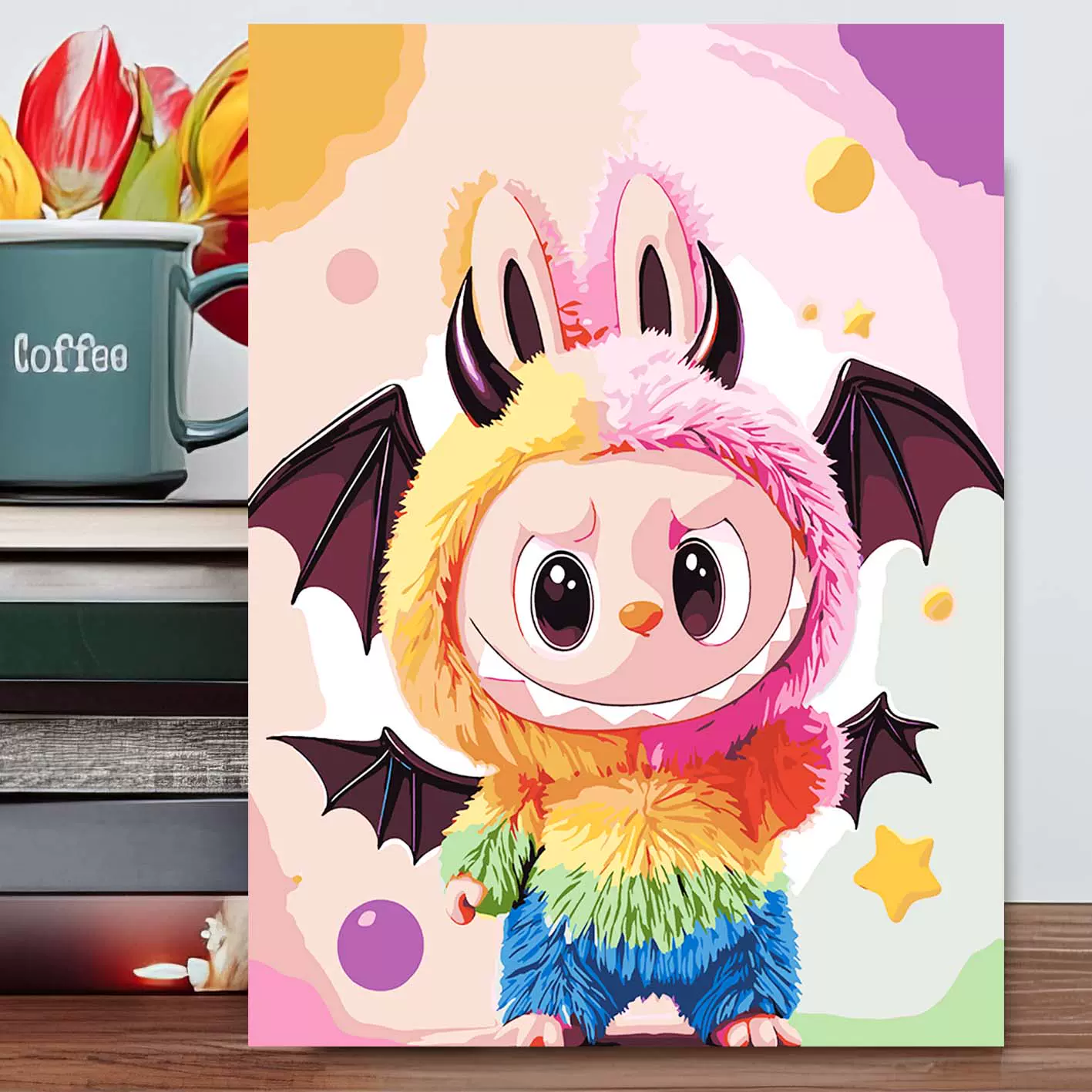 泡泡马特LABUBU大恶魔数字油画DIY填色潮玩艺术装饰