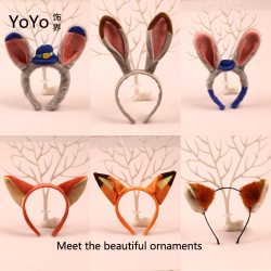 Zootopia Nick Fox Headband Cute Judy Hopps Police Officer Ears Hairpin Amusement Park Photo Props Hair Accessories