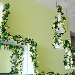 Artificial Plant Rose Fake Flower Vine Wedding Arch Staircase Handrail Air Conditioning Duct Winding Cover Ceiling Decoration
