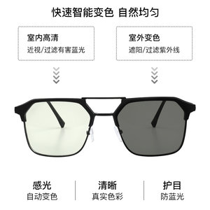 
Psychic color-changing myopia glasses science and technology, svenosperm half-frame anti-blue flat-light mirror retro glasses frame
