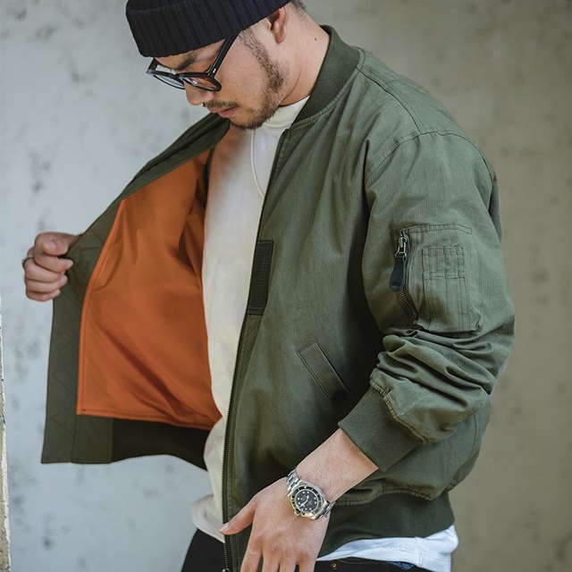 Retro Thickened Fleece Lined MA1 Air Force Pilot Jacket Men's Tank Workwear Coat Autumn Fashion Urban Style Long Sleeve Coat