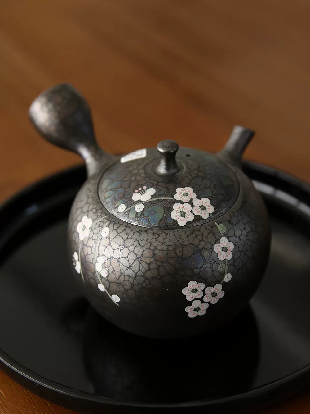 现货日本进口常滑烧黑泥金顶横手急须侧把茶壶昭萠作陶壶茶器-Taobao 