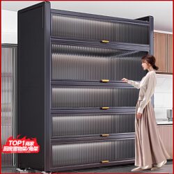 Heightened Kitchen Storage Rack, Floor-Standing Multi-Layer Storage Cabinet, Microwave Oven, Household Multi-Functional Cabinet with Door, Storage Cabinet