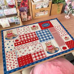 Lolita Bear Cotton and Linen Table Mat Japanese Vintage Table Mat Dormitory Bedroom Desktop Retro Tablecloth Photo Background Cloth