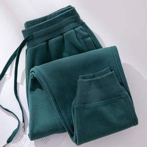 Dark green sweatpants for women plus velvet sweatpants for women 2024 new autumn and winter women's casual thickened long pants for women