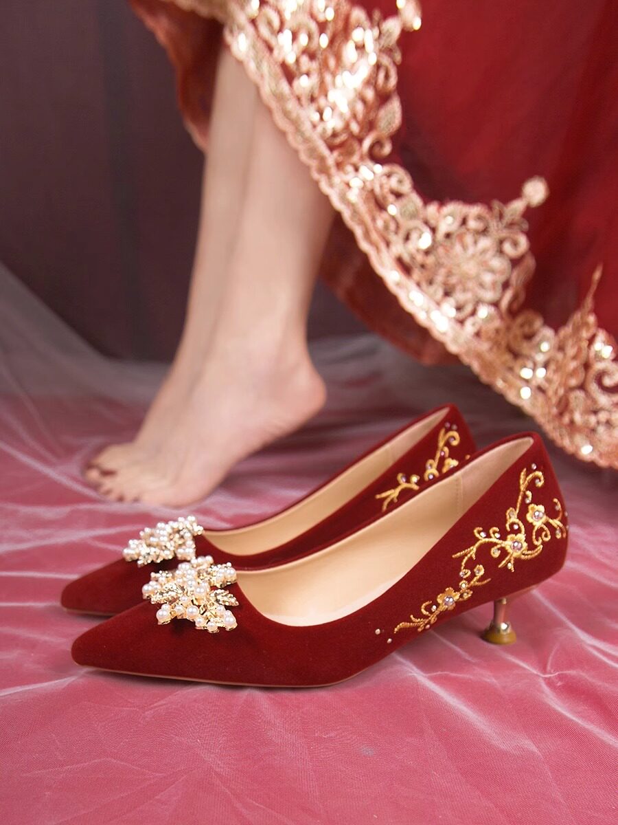 Brautschuhe Weinrote Hohe Schuhe Rote Xiuhe Brautschuhe Mit Absatz