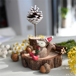 Zakka Original Natural Healing Ornaments Wooden Pile Small Stool Branch Chair Squirrel Ornaments Photo Props