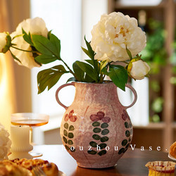 Jingdezhen Hand-Painted Ceramic Vase, Mood-Stabilizing Hydroponic Flowers, High-End Flower Arrangement Decoration for the Living Room