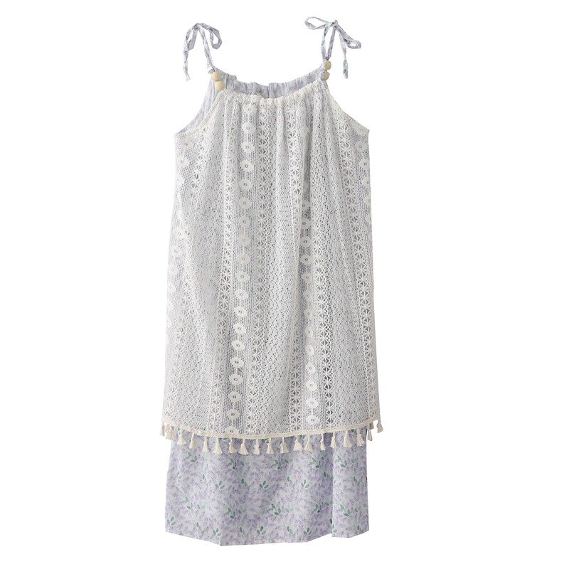 French rose floral suspender skirt for women in summer