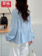 Green sleeves large size women's fat mm white shirt for women 2025 new spring high-end feeling waist-hugging slim long-sleeved top
