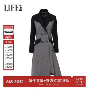 
Live Aidil Women's Winter Jacket Commuting Literary Contrast Color Suit Collar Gray Wool Mid-Length Coat Women