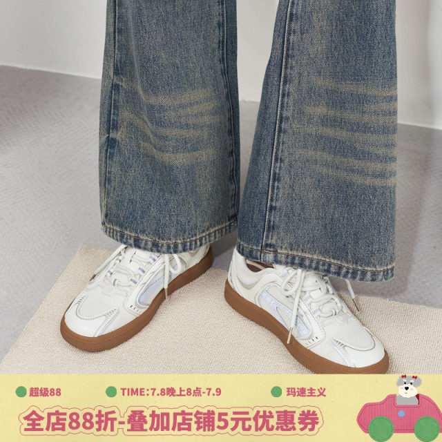 Masuism 2025 new ins trendy casual flat shoes for women's summer versatile sports white shoes and moral training shoes
