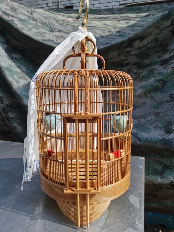 广西底精工画眉鸟笼全套配铜钩高档精品鸟笼祥云杯