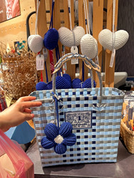 Thai Handmade Woven Bag Large Capacity DIY Vegetable Basket Beach Bag Souvenir Handbag Holiday Gift Bag