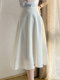 Spring and summer white skirt for women with drooping high waist pear shape A-line slim commuting temperament mid-length umbrella skirt