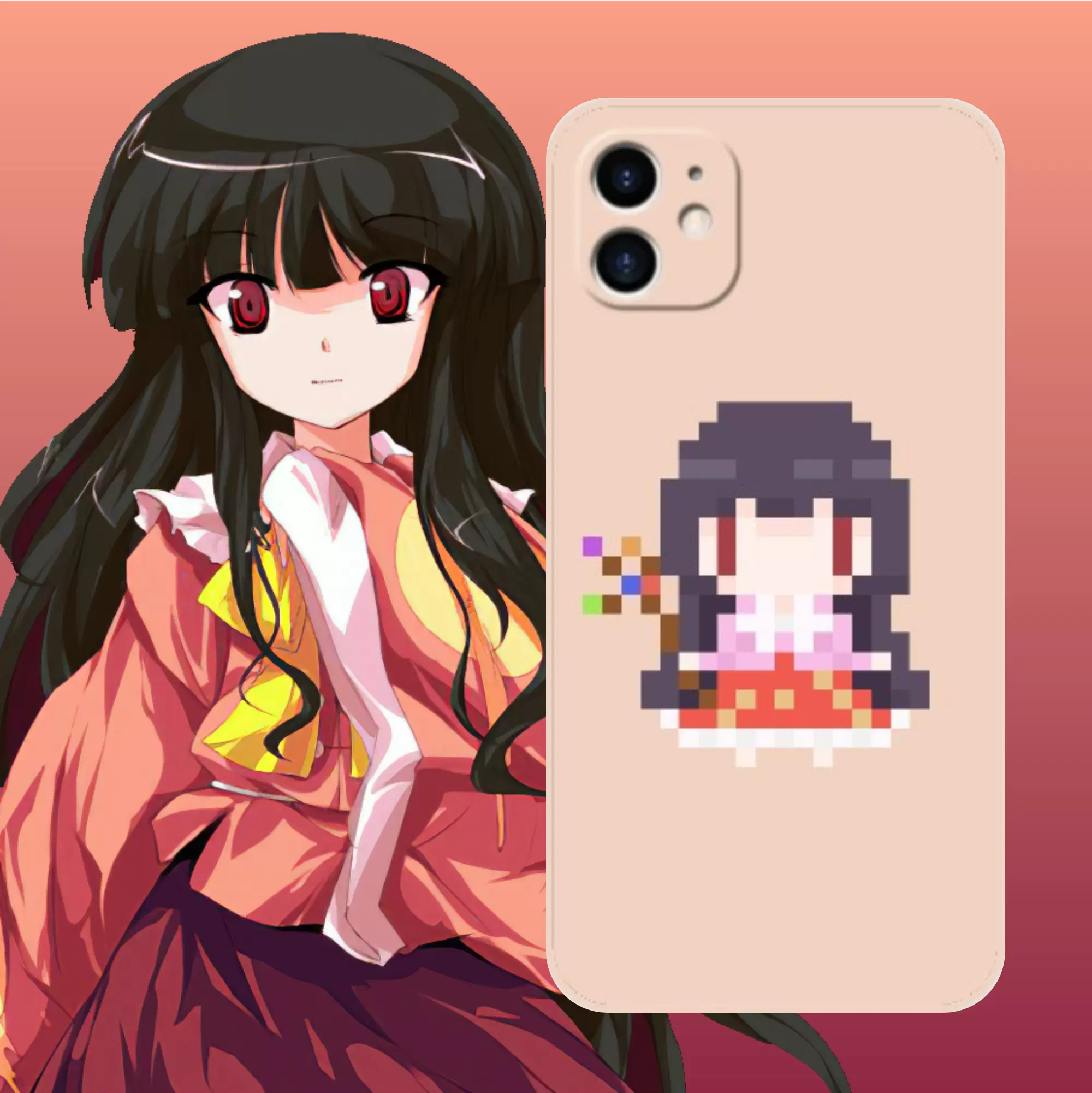 东方project 像素原创手机壳蓬莱山辉夜液态硅胶适用于苹果安卓