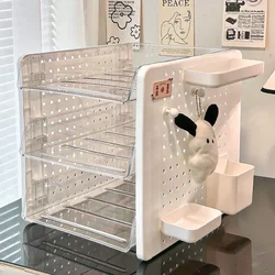 Perforated Board Desktop Storage Rack, a Magical Tool for Transforming Girls' Workstations, A4 Paper Office Desk File Multi-Layer Storage Rack