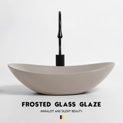 Nordic Minimalist Ceramic Countertop Basin, High-End Gray Washbasin for Balcony and Bathroom, Personalized Home Washbasin for Face Washing