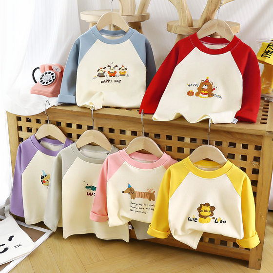 
Baby clothes, boys' pure cotton long-sleeved T-shirts, autumn and winter children's baby girls' class A tops and bottoming shirts