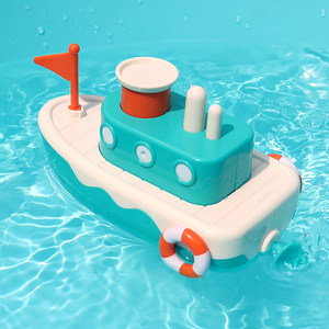 
Baby playing water toys steamship children's bathroom bathing toys clockwork boat bathtub swimming water floating toys