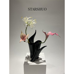 Starshuo Original Design [Heart Flowering and Lively] Vase for Fresh Flowers, High-End Living Room Decoration, Ceramic Flower Vessel
