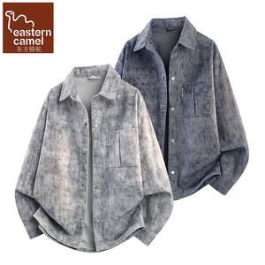 Oriental Camel Spring and Autumn American Trendy Men's Long Sleeve Versatile Jacket Cardigan Casual Lapel Tie-Dye Jacket Denim