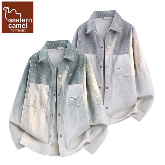 
Oriental Camel Lapel Denim Jacket Boys Spring and Autumn New Teenagers Casual Loose Jacket Shirt Top