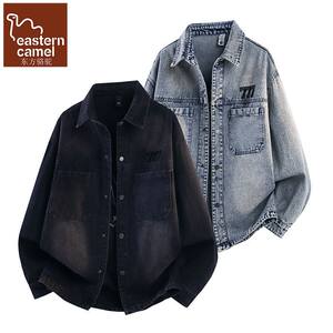 
Oriental Camel Japanese-style white denim shirt men's spring and autumn casual loose long-sleeved lapel work jacket