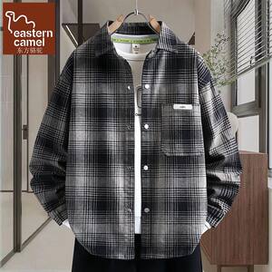 
Oriental Camel American Lapel Denim Jacket Boys Spring and Autumn New Youth Casual Plaid Jacket Men's Clothing