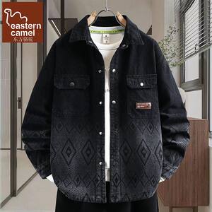 
Oriental camel denim long-sleeved shirt men's spring and autumn trendy lapel handsome casual shirt trendy brand student jacket
