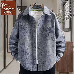 
Oriental Camel Spring New Tie-Dye Denim Shirt Jacket Men's Lapel Fashion Casual Personalized Loose Jacket Trendy