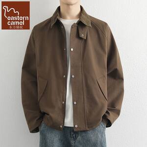 
Oriental Camel Pure Cotton American Retro Jacket Men's Spring Loose Casual Old Money Style Cotton Lapel Jacket Men