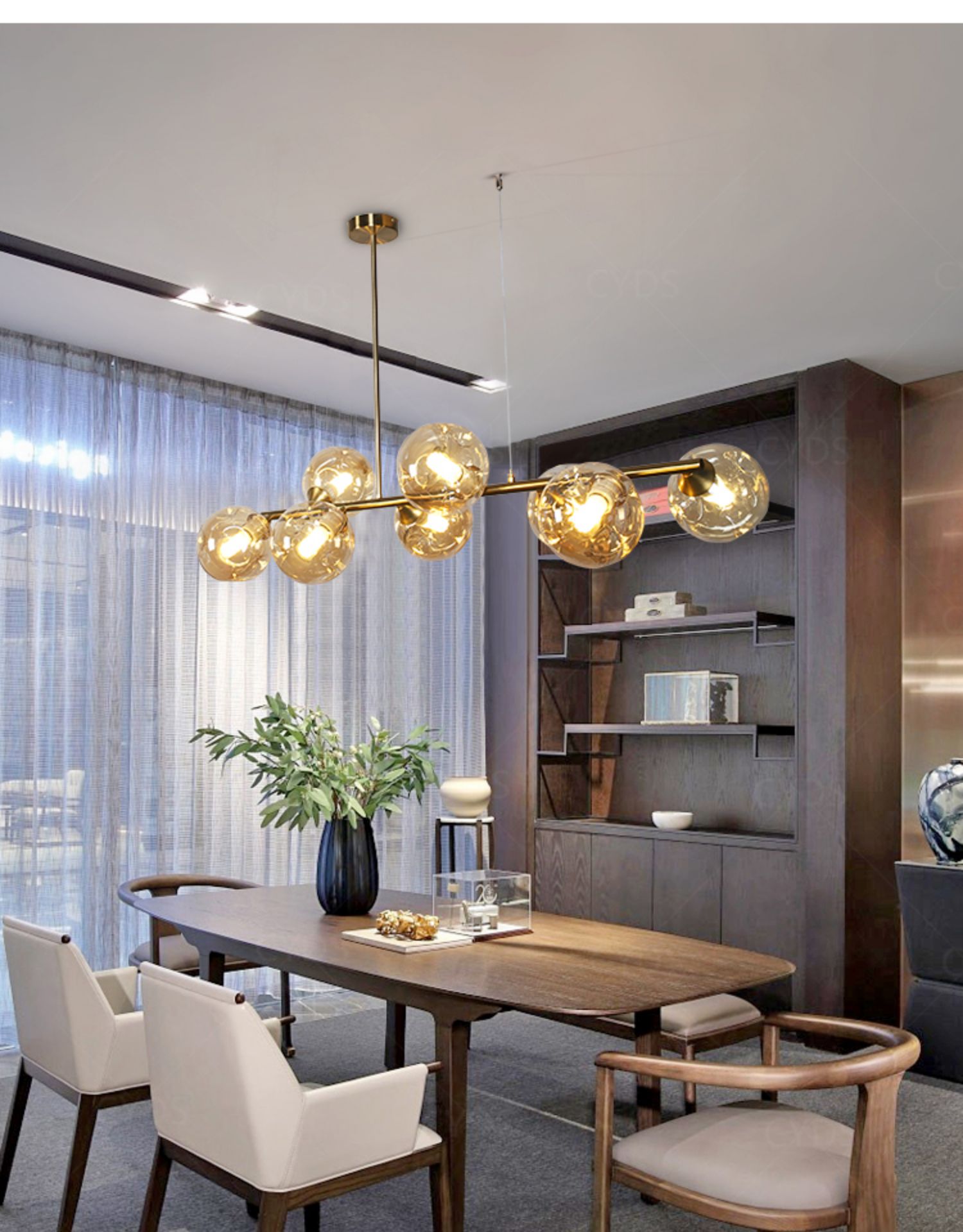 Blazing Bird 8灯 ポストモダンシャンデリア - ダイニングルーム 鉄と