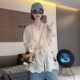 French high-end mid-length V-neck lace shirt for women in spring 2025 new fashionable and popular super beautiful shirt