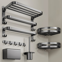 Towel Rack Bathroom No-Drill Towel Holder Bathroom Washroom Toilet Storage Rack Bathroom Five-Piece Set