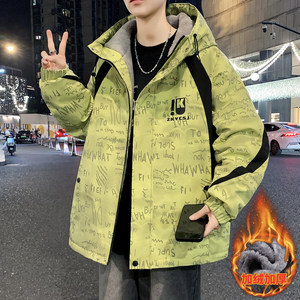 
Autumn and winter new style teenagers' velvet thickened jackets for boys, junior high and high school students, handsome older children's jackets and cotton coats