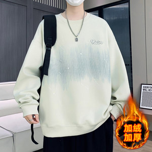 
Autumn and winter new velvet thickened sweatshirts for boys, teenagers and students bottoming shirts for older children to keep warm and wear inner clothes