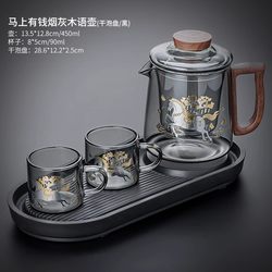 Get Rich Immediately 2026 New Model Glass Tea Set, Special Teapot and Teacup for Making Tea, Office Kung Fu Tea Brewing Pot