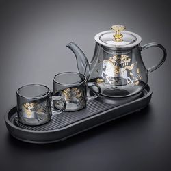 Get Rich Immediately Glass Tea Set 2026 New Model for Home Use, Special for Making and Drinking Tea, Kung Fu Tea Cup and Teapot Set