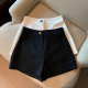 Black and white large size fat mm suit shorts for women 2025 summer thin high waist slim A-line tight stretch pants
