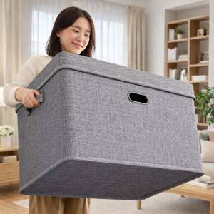 
Cotton and linen storage box foldable and cover storage box home clothes storage box toy finishing box