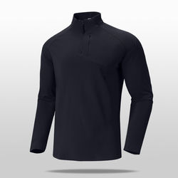 2026 Half-Zip Sweatshirt Men's Spring and Autumn Stand-Up Collar Long-Sleeved T-Shirt Breathable Running Fitness Elastic Sports Quick-Drying