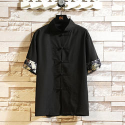 Chinese Style Ice Silk Shirt for Men, Short-Sleeved, Thin, Loose Half-Sleeve Shirt, Trendy Brand Tang Suit, Retro Shirt, Summer Jacket