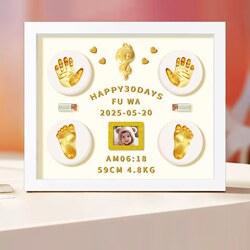 Year of the Snake Baby Hand and Foot Print Photo Frame Newborn Baby Full Month Hundred Days DIY Hand and Foot Print Fetal Hair Umbilical Cord Collection Commemorative