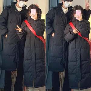 
2025 new winter style extended over-the-knee style down jackets for men and women thickened solid color cotton coats for couples