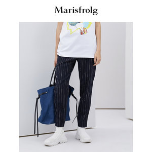 
[Same style in shopping mall] Masfil Wool Casual Pants Women's Spring Striped Loose Pencil Pants
