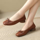 Soft leather one-foot-stick women's singles shoes spring and summer new beans shoes square root thick heel genuine leather mother's shoes autumn 41-43