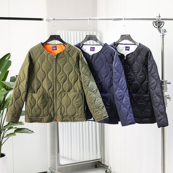 
Japanese retro style! Gourd-shaped technical quilted cotton! Fashionable collarless lightweight cotton coat for couples in autumn and winter
