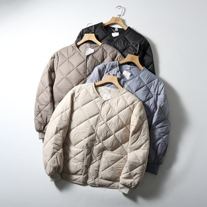 
Lingge technology quilted cotton! Lightweight! Fluffy and super warm! Autumn and winter couple's collarless long-sleeved cotton jacket